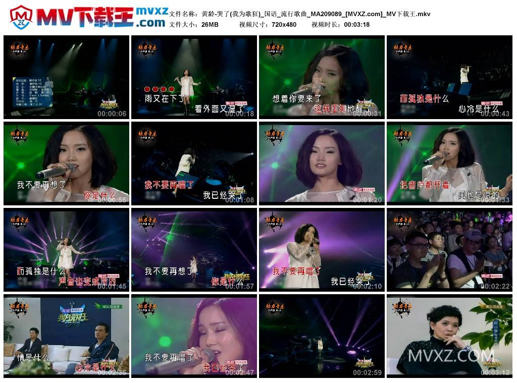 黄龄-哭了(我为歌狂)_国语_流行歌曲_MA209089